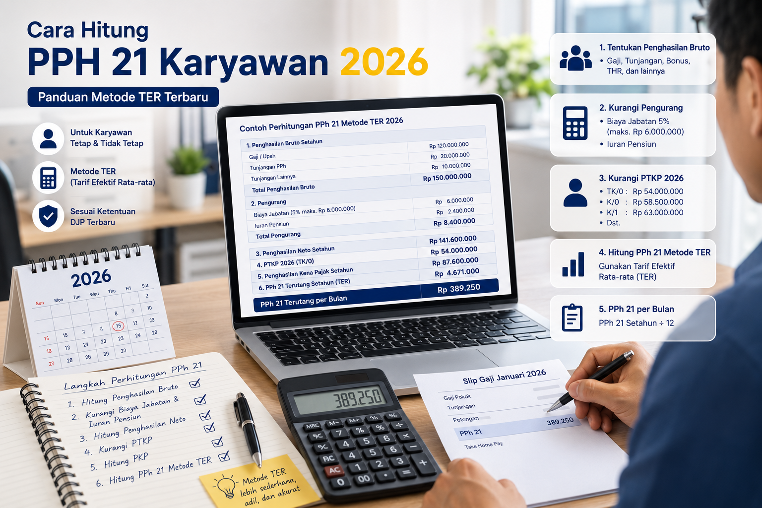 Cara Hitung PPh 21 Karyawan 2026 — Panduan Metode TER Terbaru